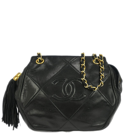 Chanel 1989-1991 Black Lambskin Shoulder Bag