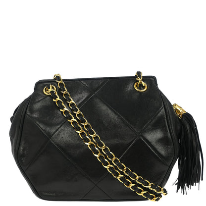 Chanel 1989-1991 Black Lambskin Shoulder Bag