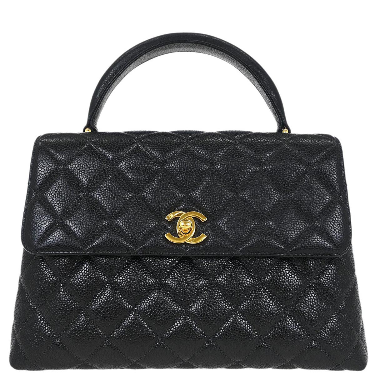 Chanel 1996-1997 Black Calfskin Kelly Top Handle Handbag
