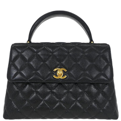 Chanel 1996-1997 Black Calfskin Kelly Top Handle Handbag