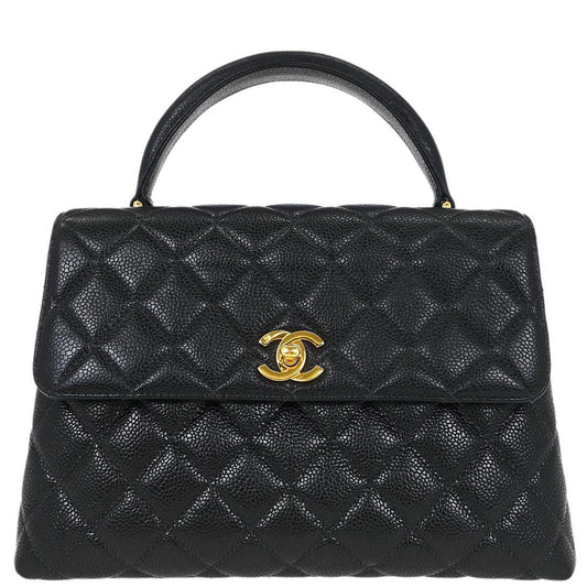 Chanel 1996-1997 Black Calfskin Kelly Top Handle Handbag