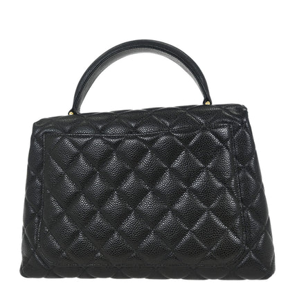 Chanel 1996-1997 Black Calfskin Kelly Top Handle Handbag
