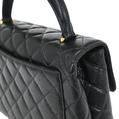 Chanel 1996-1997 Black Calfskin Kelly Top Handle Handbag