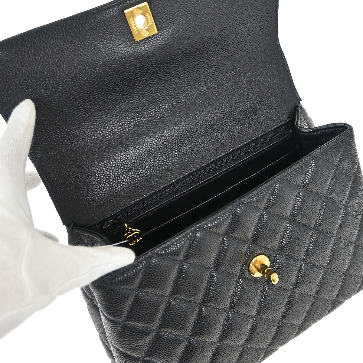 Chanel 1996-1997 Black Calfskin Kelly Top Handle Handbag