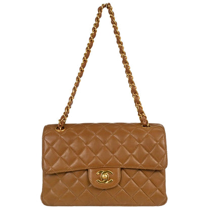 Chanel 1994-1996 Brown Lambskin Double Sided Flap Handbag