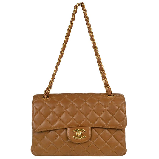 Chanel 1994-1996 Brown Lambskin Double Sided Flap Handbag