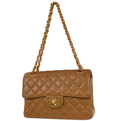 Chanel 1994-1996 Brown Lambskin Double Sided Flap Handbag
