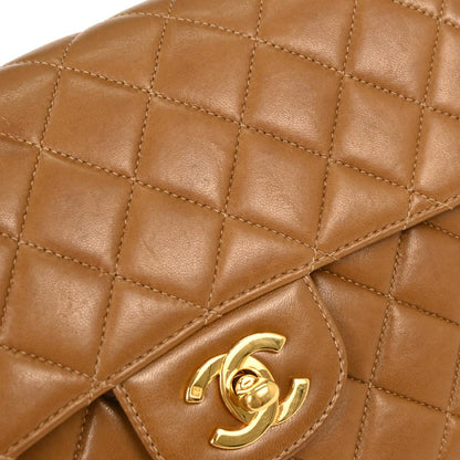Chanel 1994-1996 Brown Lambskin Double Sided Flap Handbag