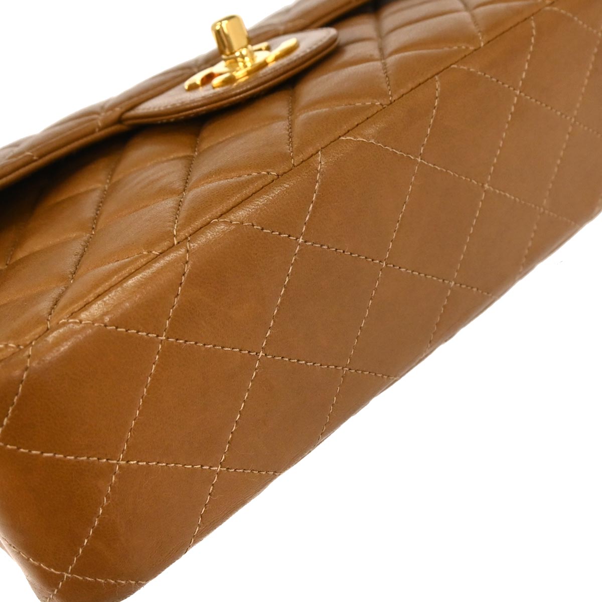 Chanel 1994-1996 Brown Lambskin Double Sided Flap Handbag