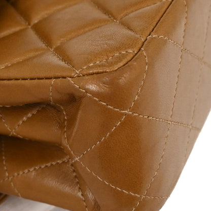 Chanel 1994-1996 Brown Lambskin Double Sided Flap Handbag