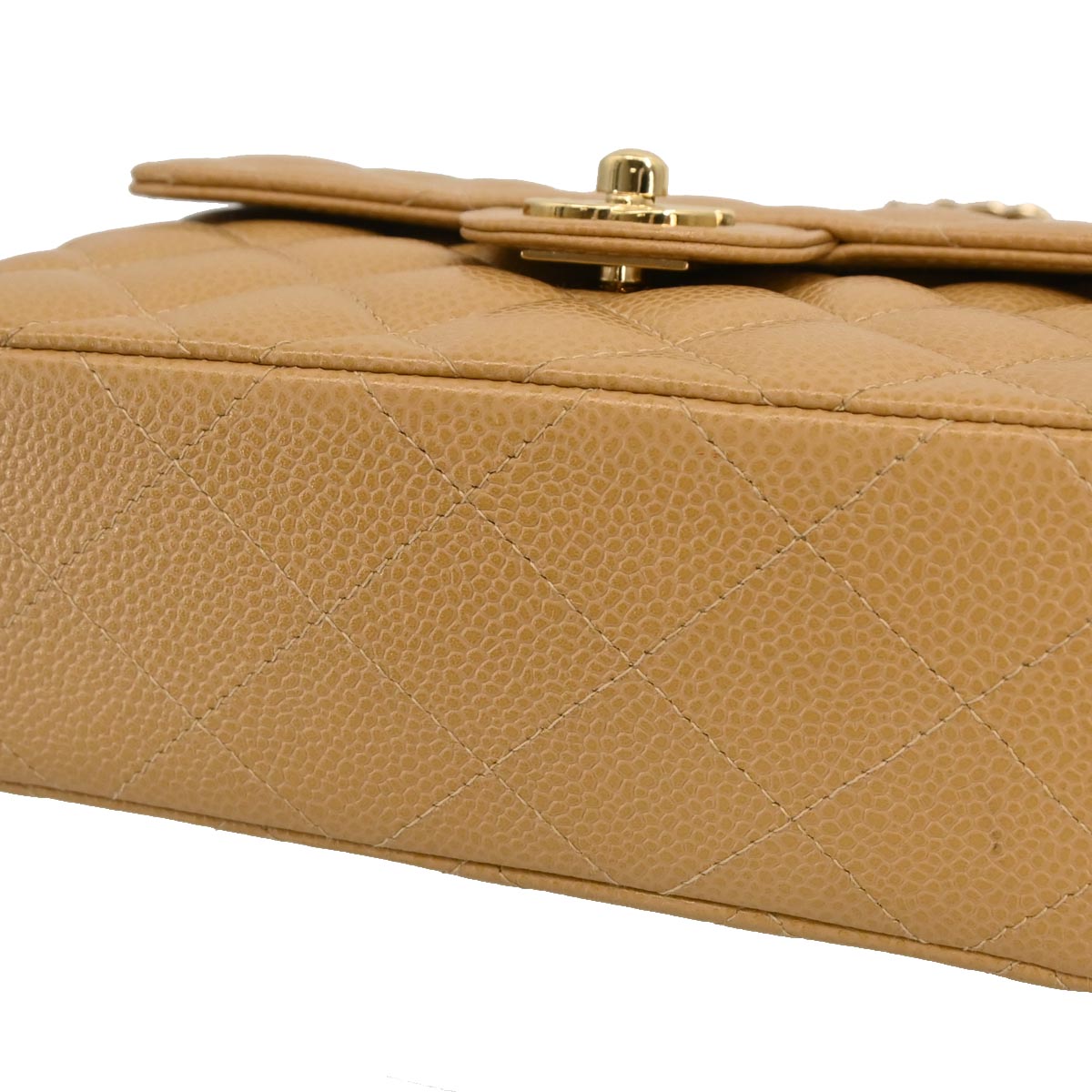 Chanel Beige Caviar Mini Classic Square Flap Shoulder Bag