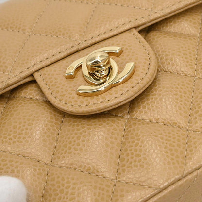 Chanel Beige Caviar Mini Classic Square Flap Shoulder Bag