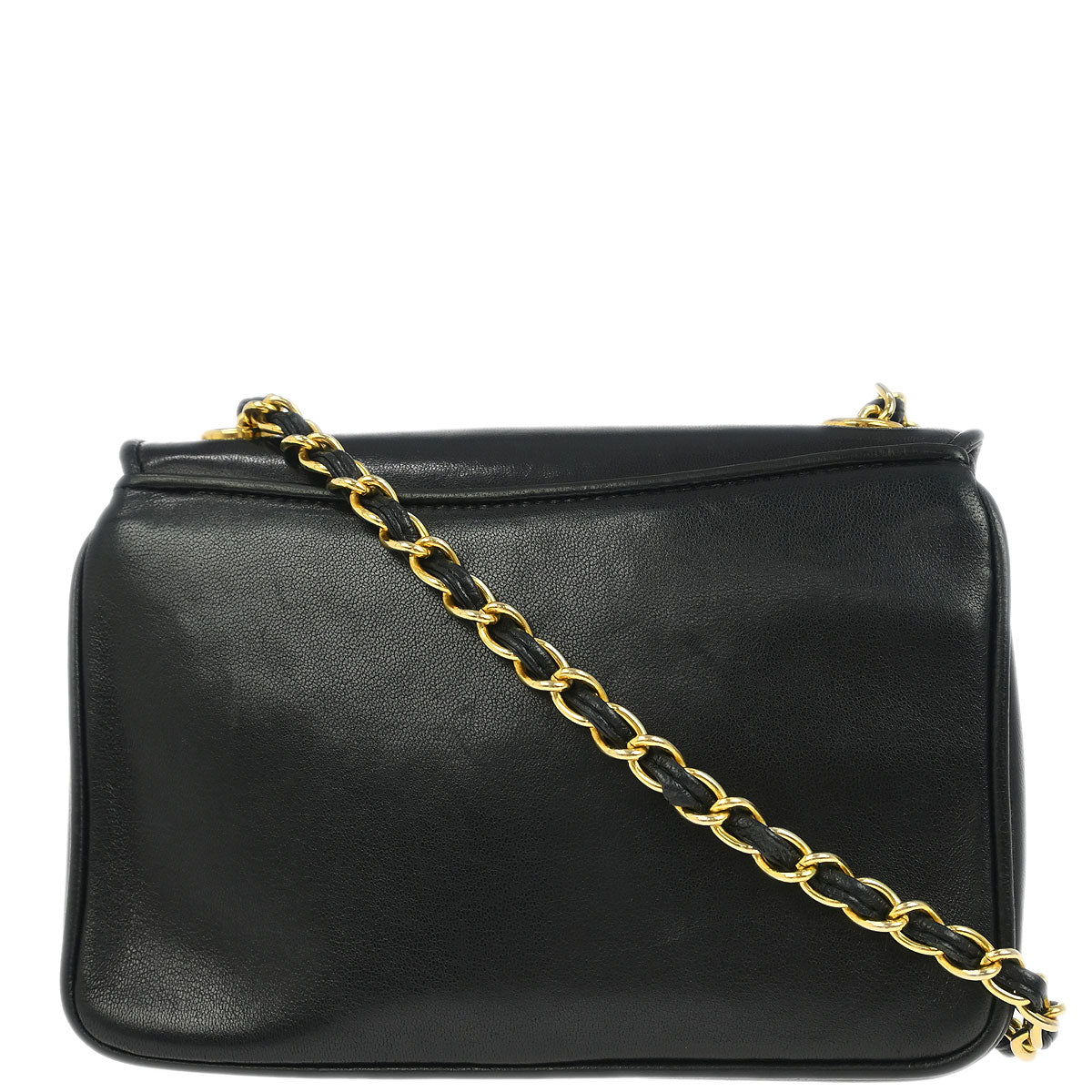 Chanel 1986-1988 Black Lambskin Full Flap Shoulder Bag