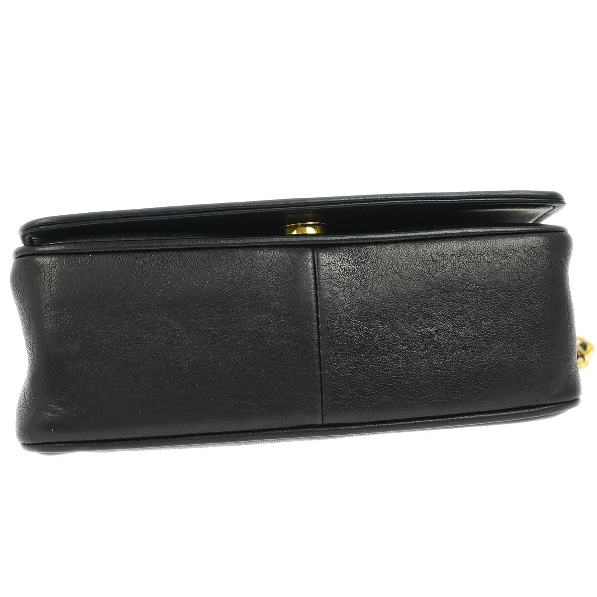 Chanel 1986-1988 Black Lambskin Full Flap Shoulder Bag