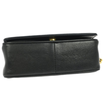 Chanel 1986-1988 Black Lambskin Full Flap Shoulder Bag
