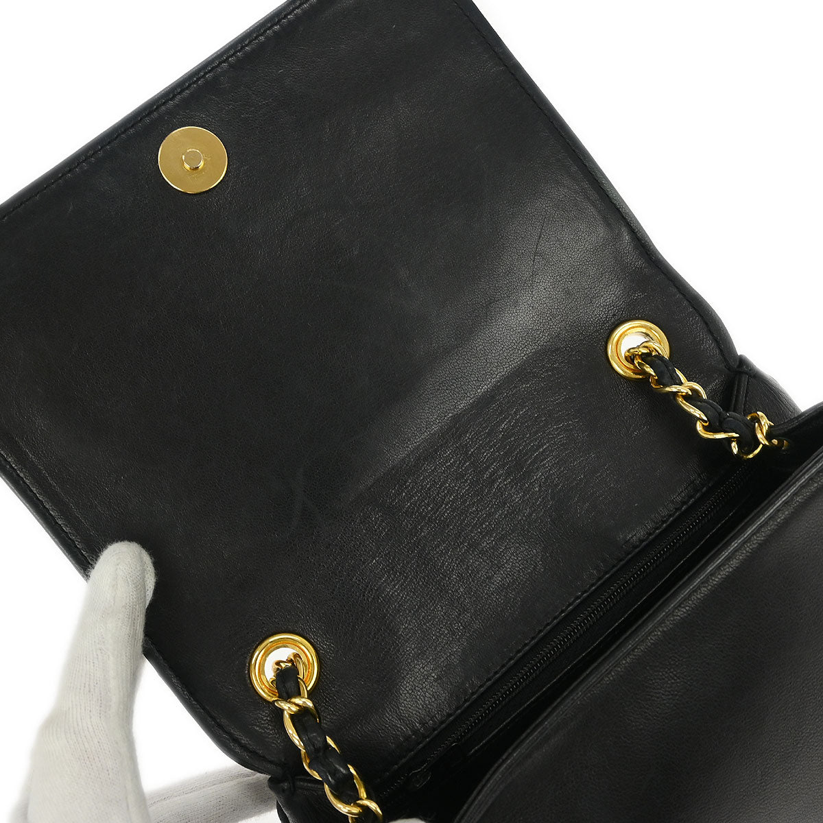 Chanel 1986-1988 Black Lambskin Full Flap Shoulder Bag