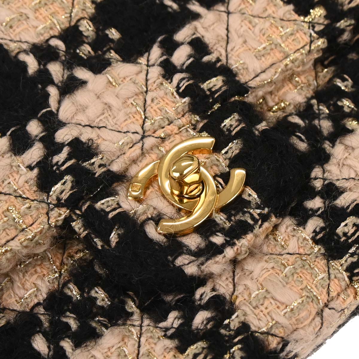 Chanel * Beige Tweed Classic Single Flap 2 in 1 Handbag Set