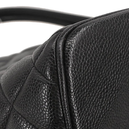 Chanel 2002-2003 Black Caviar Medallion Tote Handbag