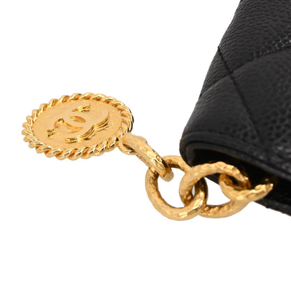 Chanel 2002-2003 Black Caviar Medallion Tote Handbag