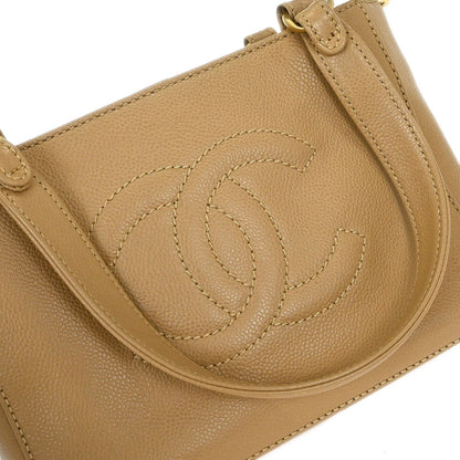 Chanel Beige Caviar 2way Shoulder Tote Bag