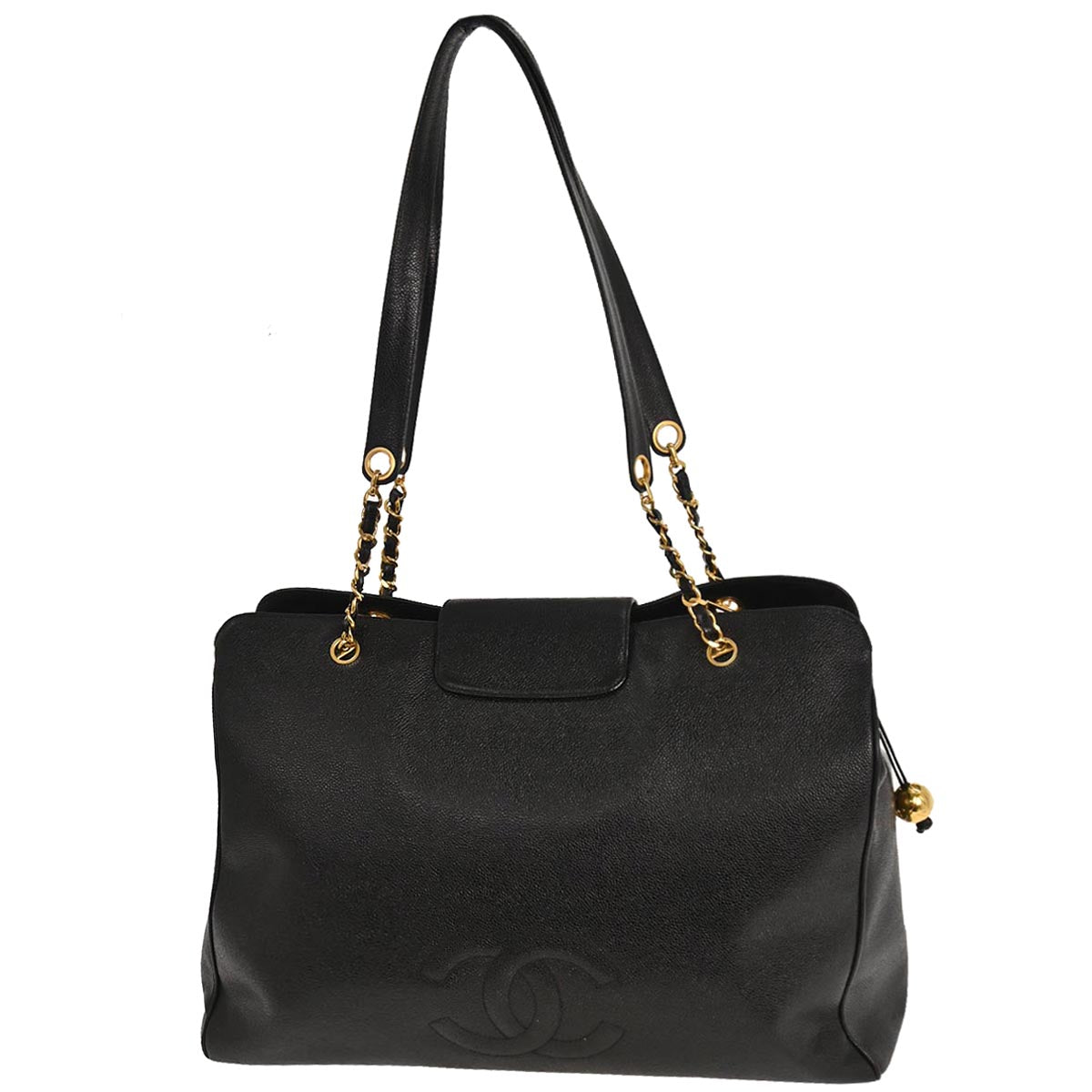 Chanel 1994-1996 Black Caviar Supermodel Tote Shoulder Bag