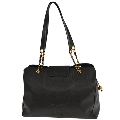 Chanel 1994-1996 Black Caviar Supermodel Tote Shoulder Bag