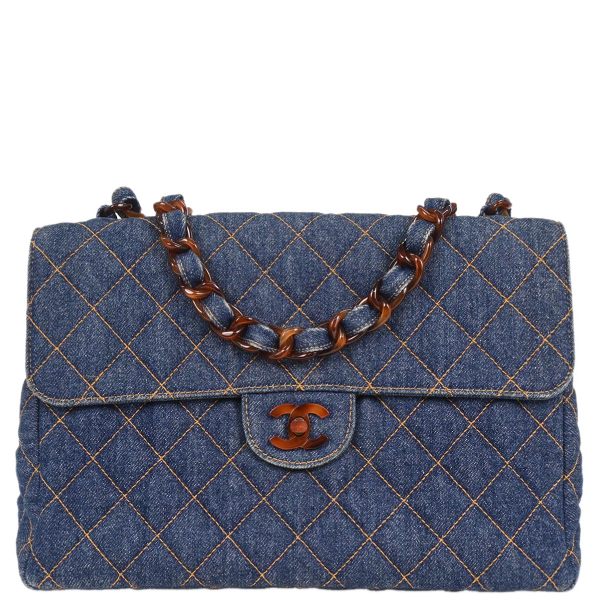 Chanel 1996-1997 Blue Denim Jumbo Classic Flap Shoulder Bag