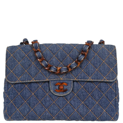 Chanel 1996-1997 Blue Denim Jumbo Classic Flap Shoulder Bag