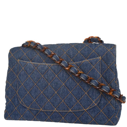 Chanel 1996-1997 Blue Denim Jumbo Classic Flap Shoulder Bag