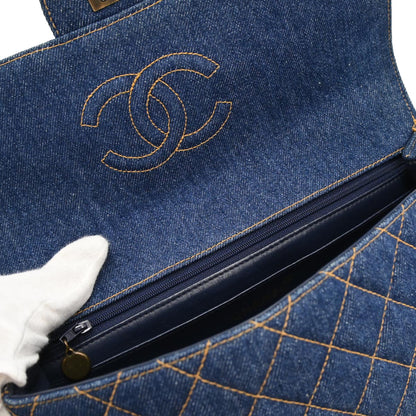 Chanel 1996-1997 Blue Denim Jumbo Classic Flap Shoulder Bag
