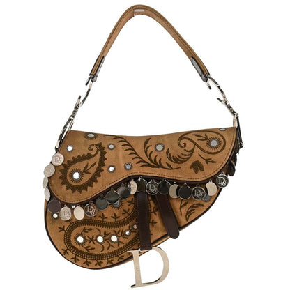 Christian Dior * Brown Suede Saddle Handbag