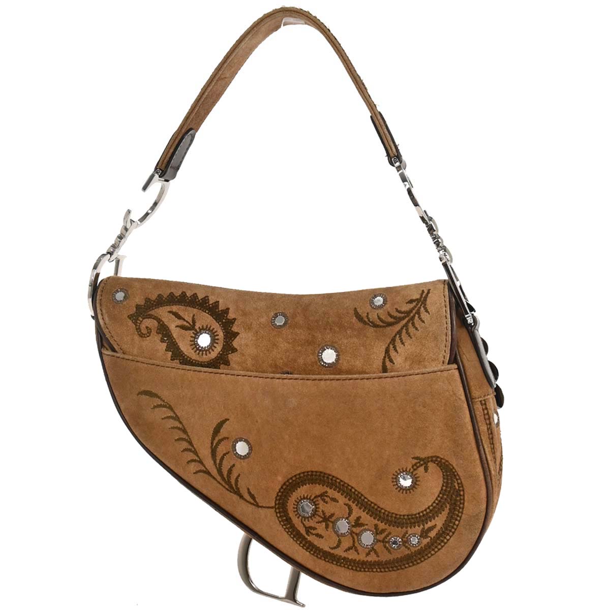 Christian Dior * Brown Suede Saddle Handbag