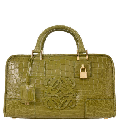 Loewe * Green Crocodile Amazona 28 Handbag