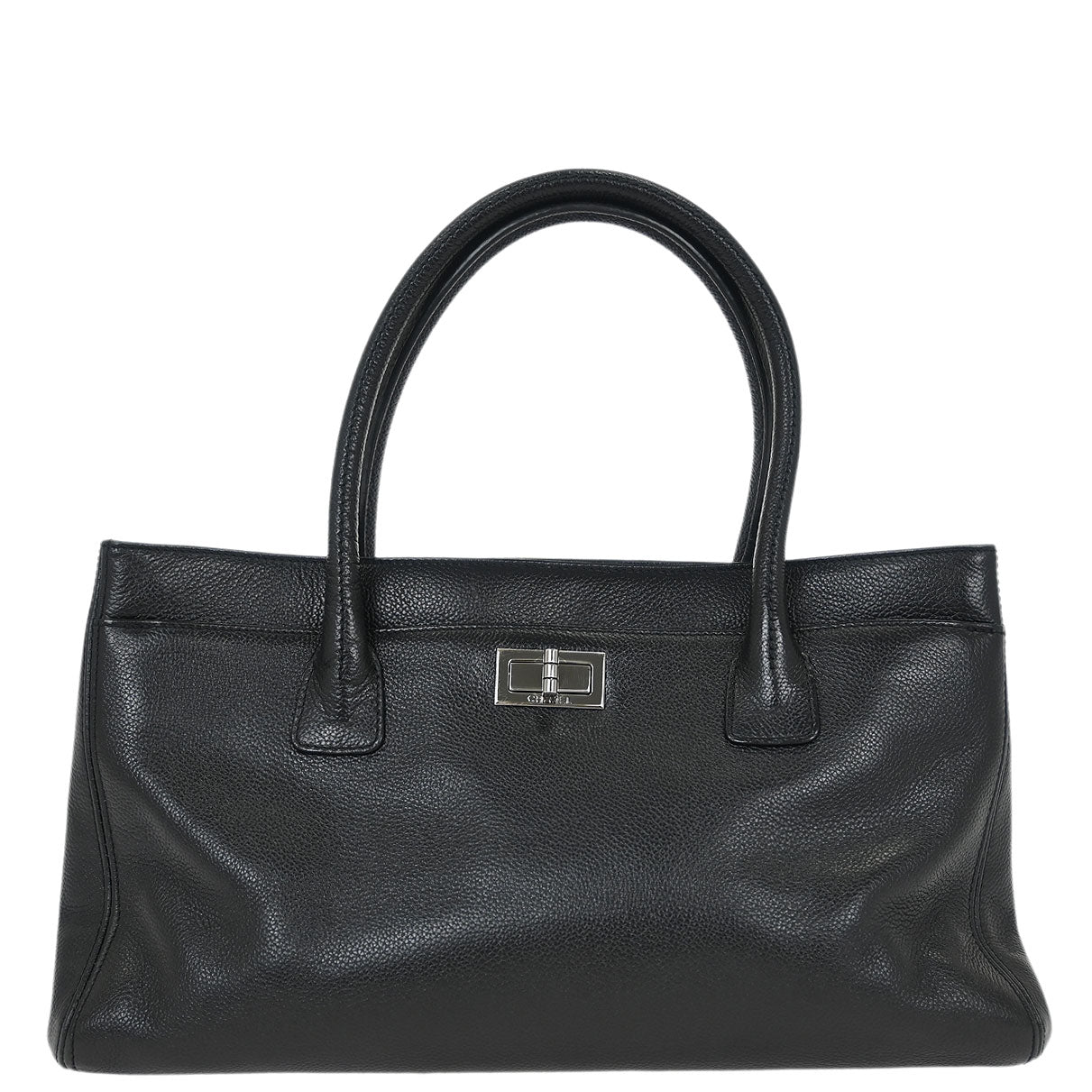 Chanel 2005-2006 Black Calfskin Mademoiselle Lock Cerf Executive Tote Bag