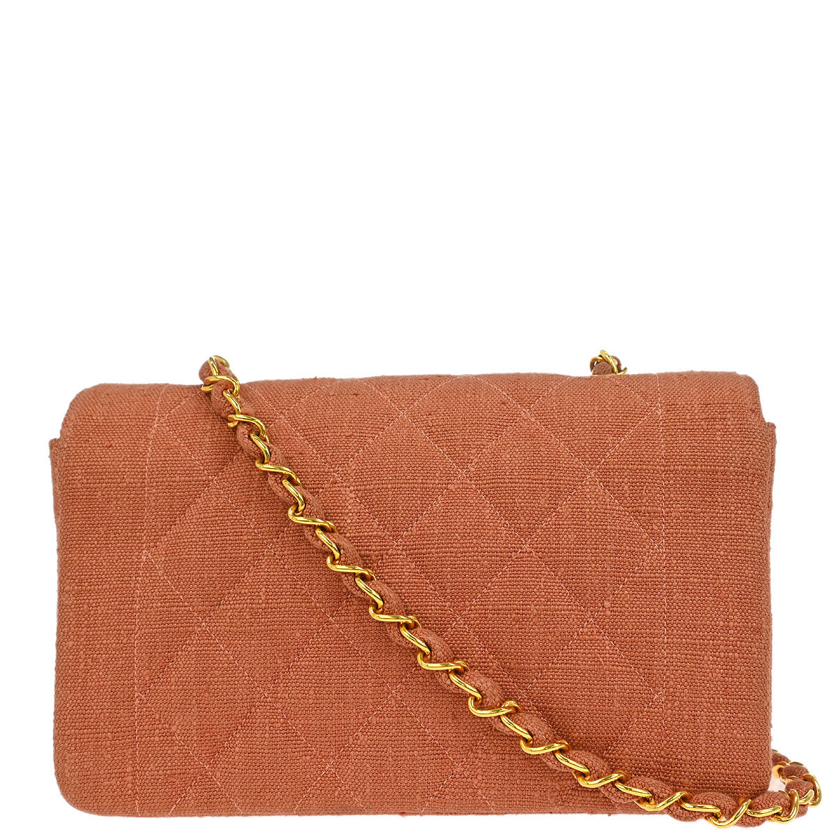 Chanel 1991-1994 Pink Linen Canvas Small Diana Shoulder Bag