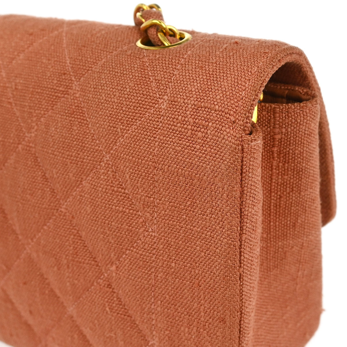 Chanel 1991-1994 Pink Linen Canvas Small Diana Shoulder Bag