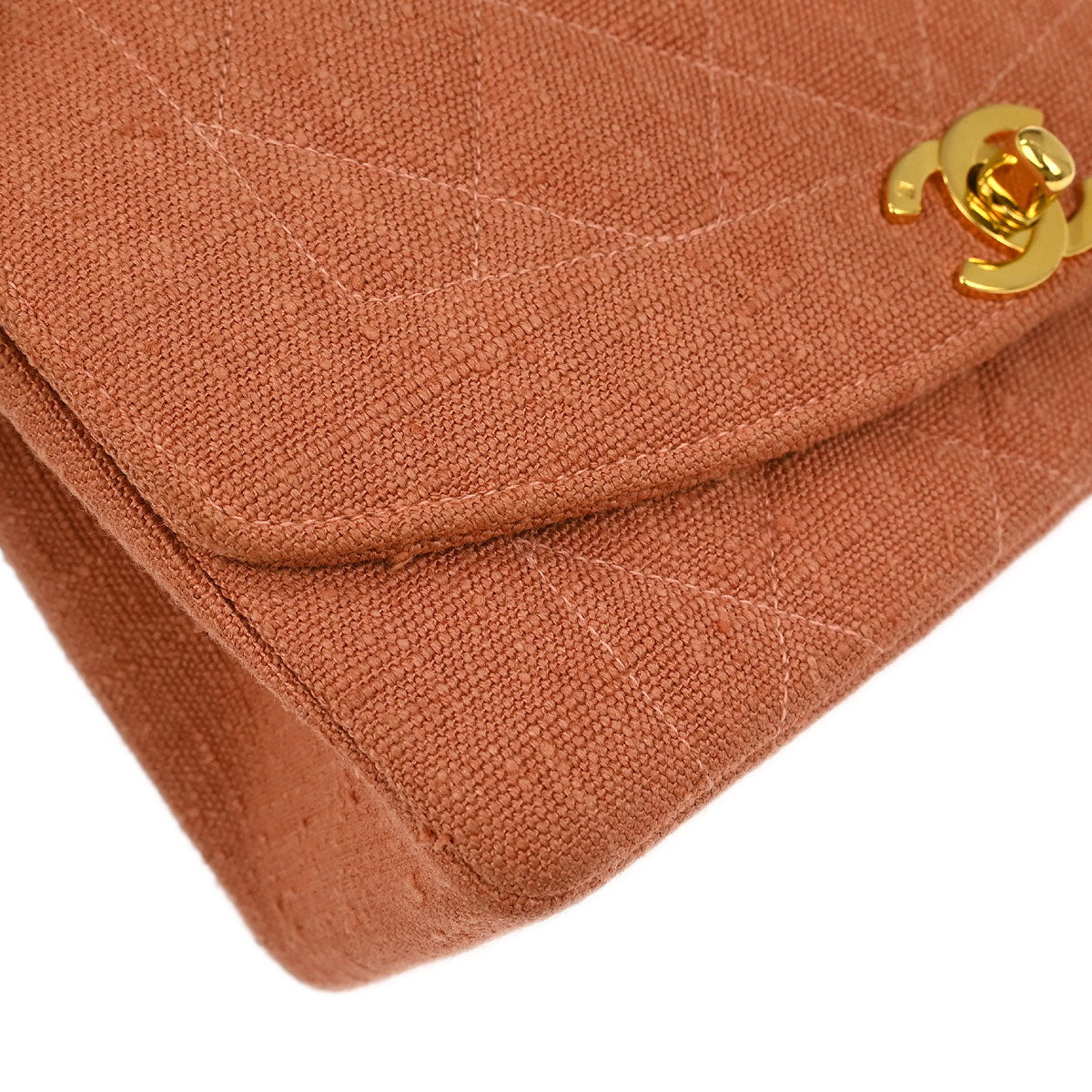 Chanel 1991-1994 Pink Linen Canvas Small Diana Shoulder Bag