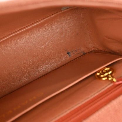 Chanel 1991-1994 Pink Linen Canvas Small Diana Shoulder Bag