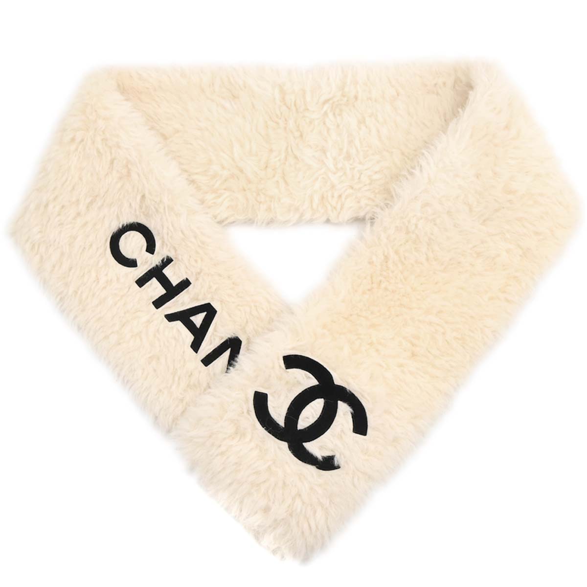 Chanel * Fur Scarf Shawl White Small Good