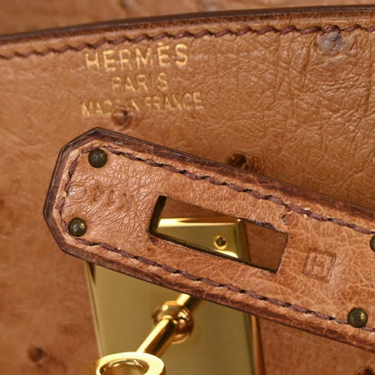 Hermes * Chestnut Ostrich Birkin 35 Handbag