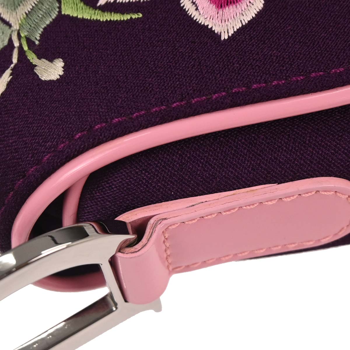 Christian Dior Purple Satin Saddle Handbag