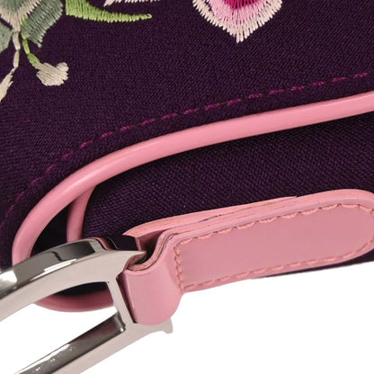 Christian Dior Purple Satin Saddle Handbag