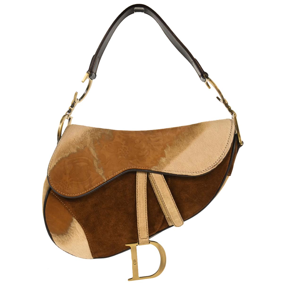 Christian Dior * Brown Pony Hair Saddle Handbag