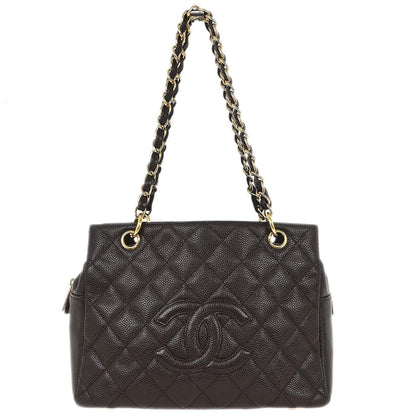 Chanel Brown Caviar Petite Timeless Tote PTT Chain Handbag