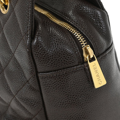 Chanel Brown Caviar Petite Timeless Tote PTT Chain Handbag