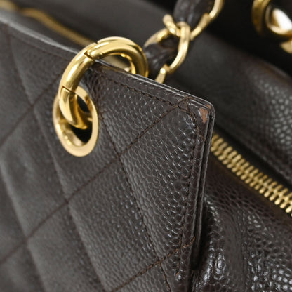 Chanel Brown Caviar Petite Timeless Tote PTT Chain Handbag