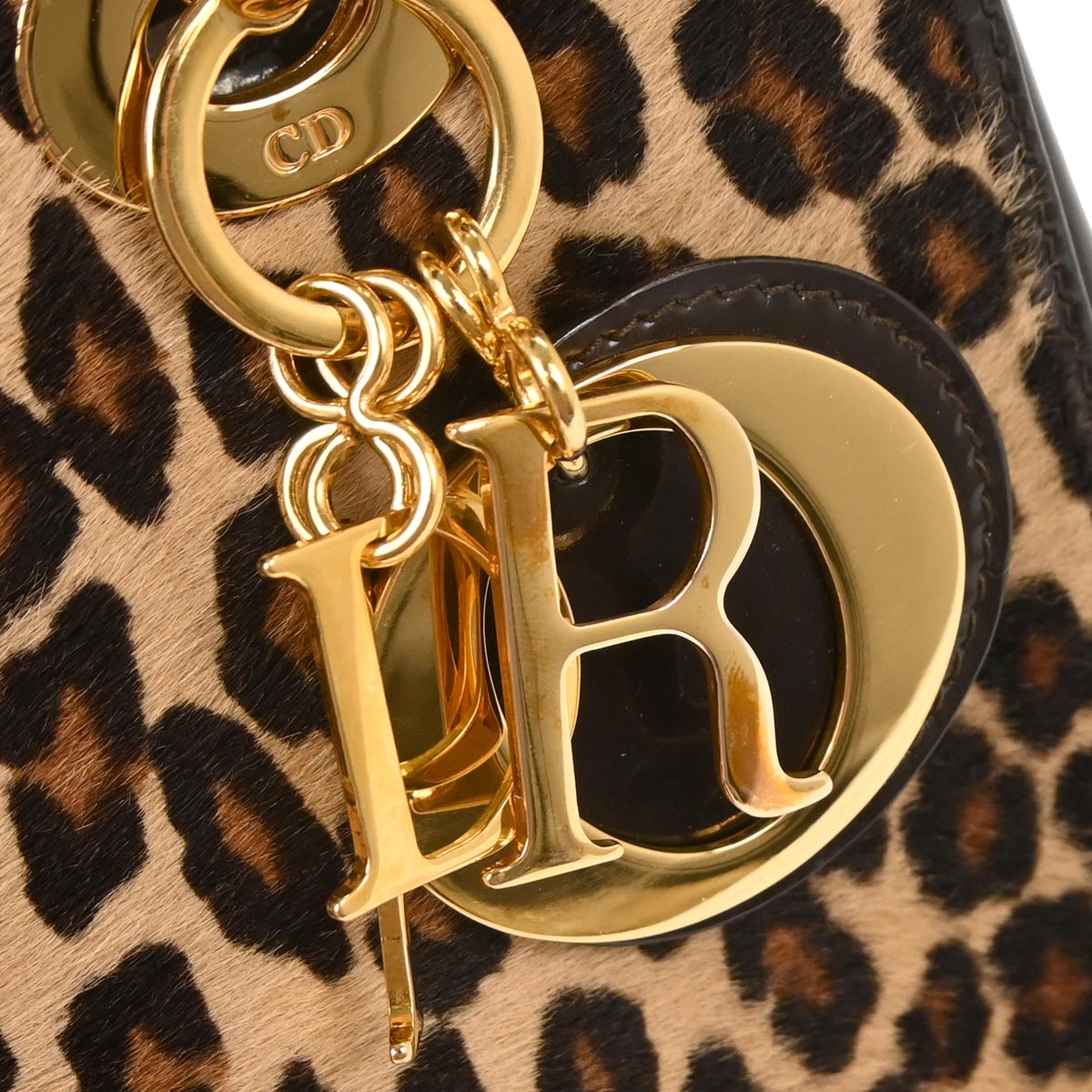 Christian Dior * Brown Pony Hair Lady Dior 2way Shoulder Handbag