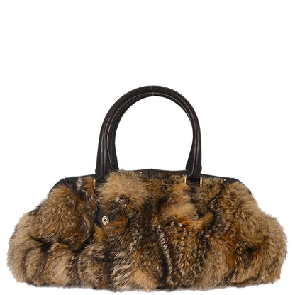 Gucci * Brown Fur Bamboo Handbag