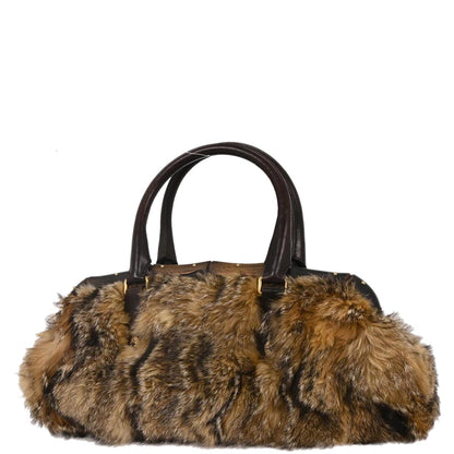 Gucci * Brown Fur Bamboo Handbag