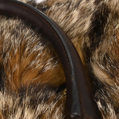 Gucci * Brown Fur Bamboo Handbag